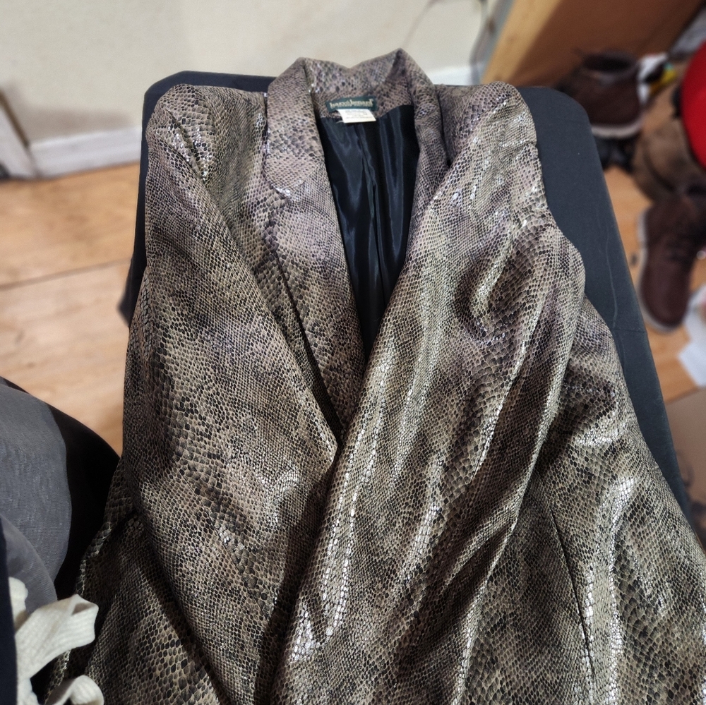 Vintage Brown Snake Print Women's Blazer - Picture 5 of 6